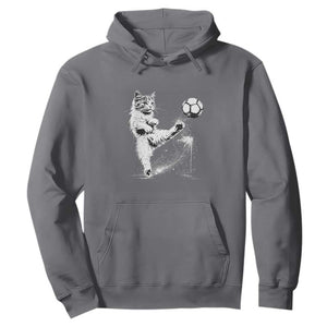 Cat Playing Soccer Hoodie Funny Cat Lover Gift TS12 Charcoal Print Your Wear