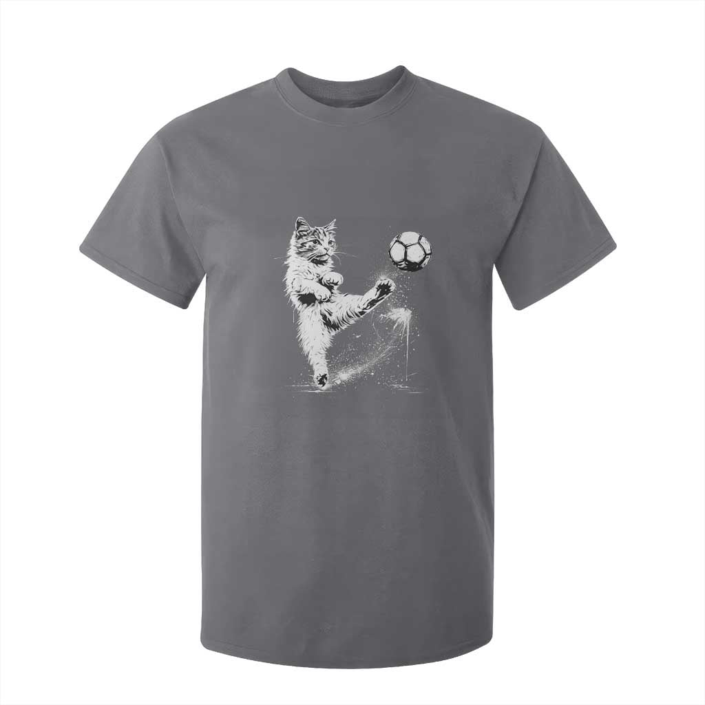 Cat Playing Soccer T Shirt For Kid Funny Cat Lover Gift TS12 Charcoal Print Your Wear