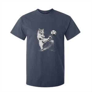Cat Playing Soccer T Shirt For Kid Funny Cat Lover Gift TS12 Navy Print Your Wear