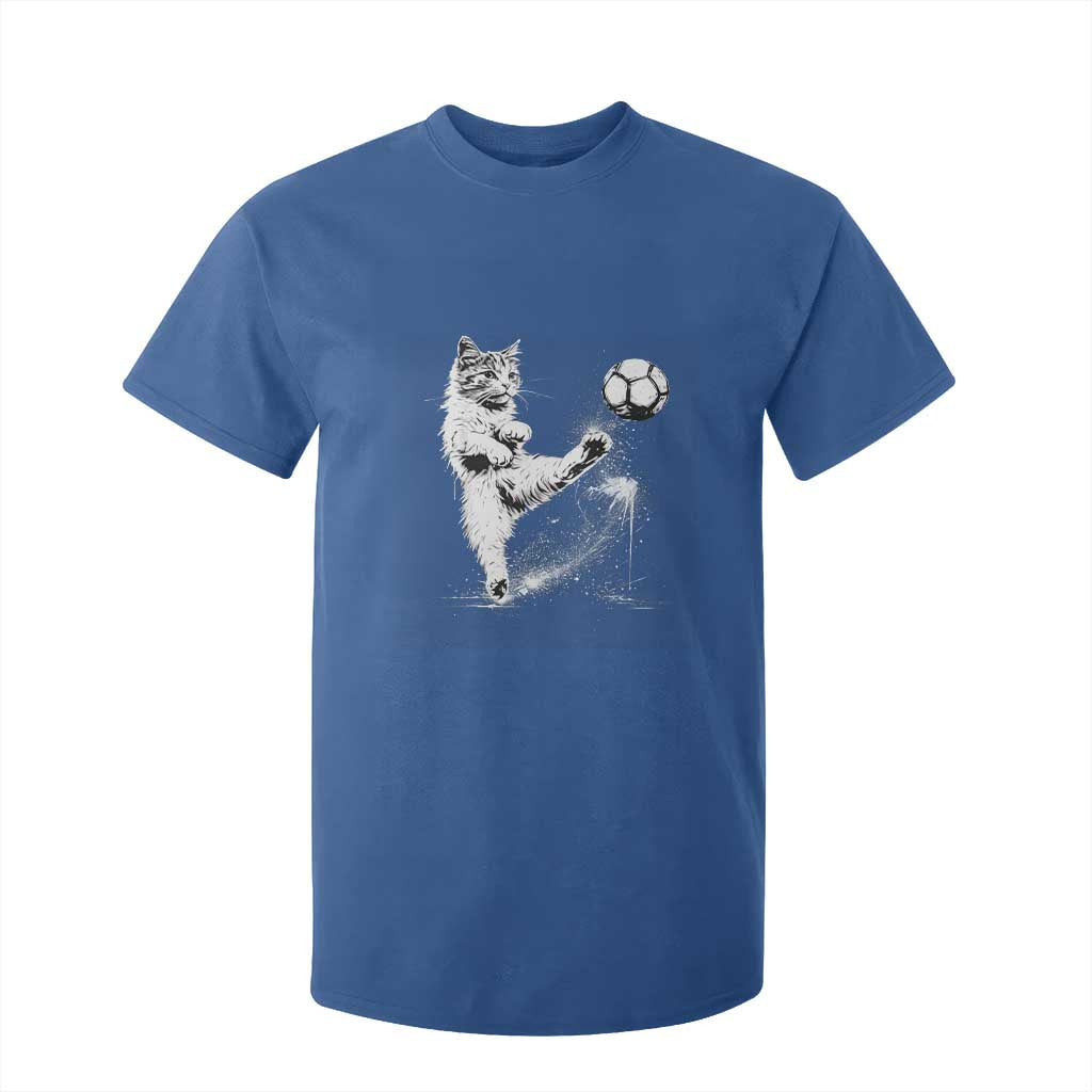 Cat Playing Soccer T Shirt For Kid Funny Cat Lover Gift TS12 Royal Blue Print Your Wear