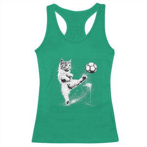 Cat Playing Soccer Racerback Tank Top Funny Cat Lover Gift TS12 Irish Green Print Your Wear