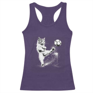 Cat Playing Soccer Racerback Tank Top Funny Cat Lover Gift TS12 Purple Print Your Wear