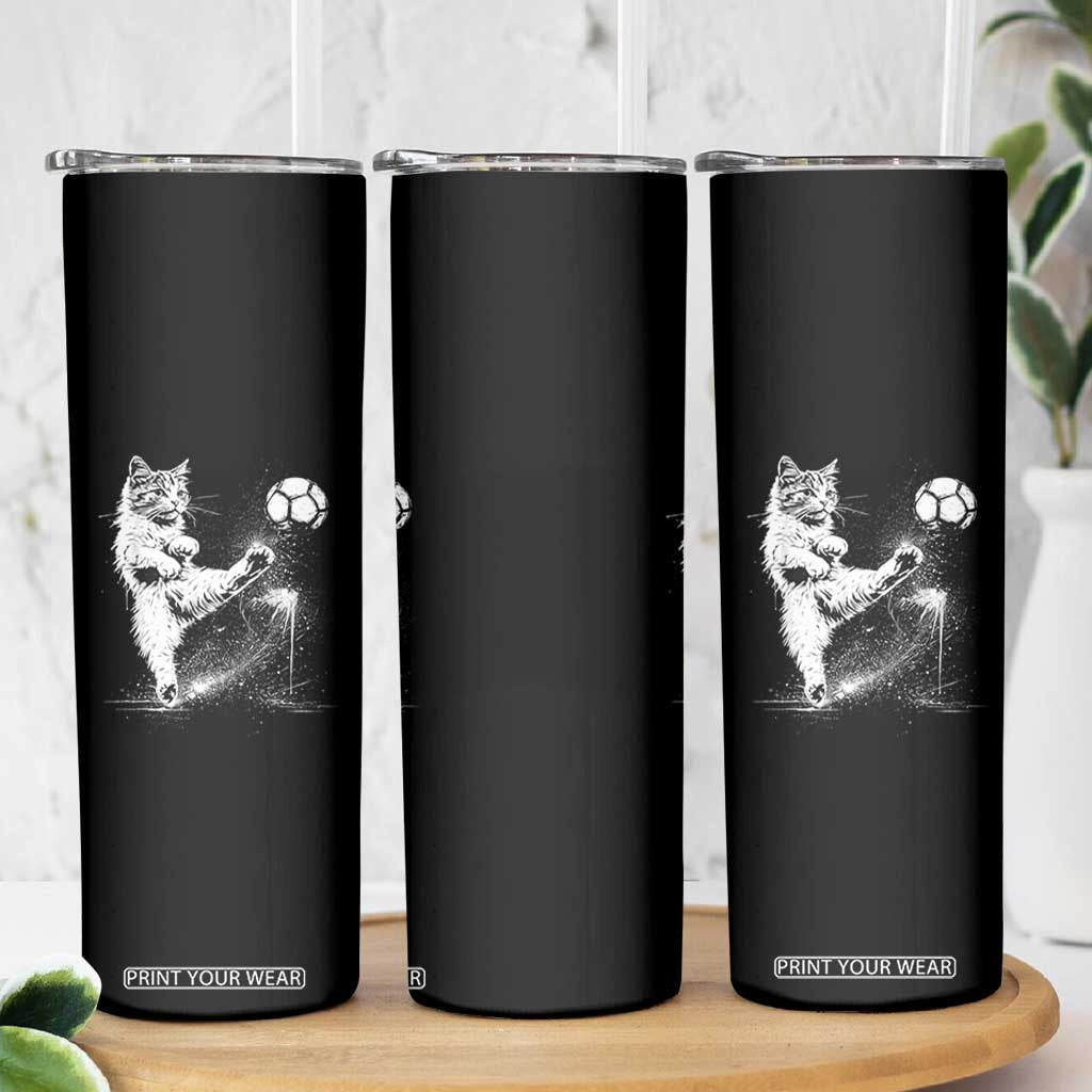 Cat Playing Soccer Skinny Tumbler Funny Cat Lover Gift TS12 Print Your Wear