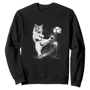 Cat Playing Soccer Sweatshirt Funny Cat Lover Gift TS12 Black Print Your Wear