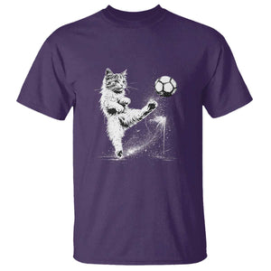 Cat Playing Soccer T Shirt Funny Cat Lover Gift TS12 Purple Print Your Wear