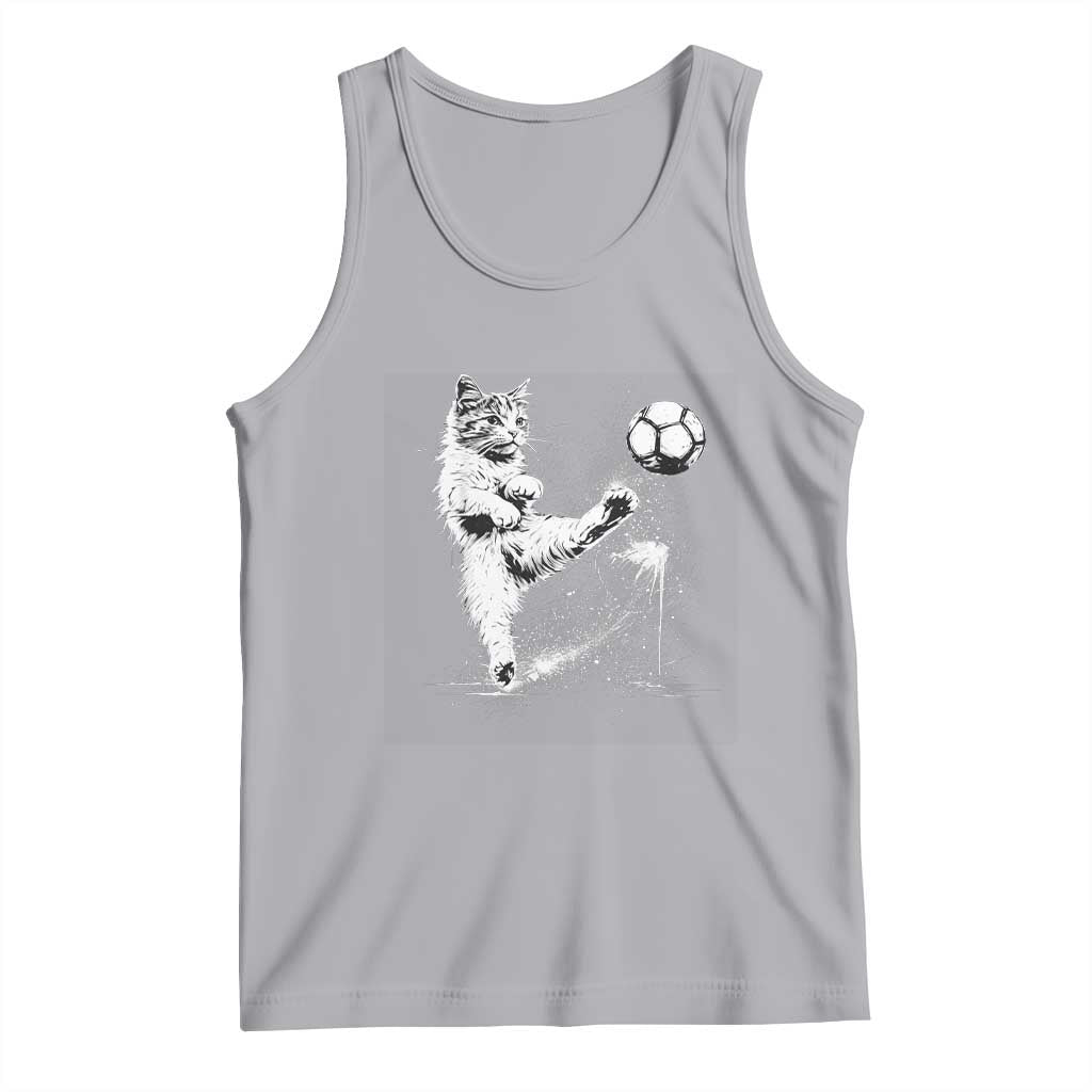 Cat Playing Soccer Tank Top Funny Cat Lover Gift TS12 Athletic Heather Print Your Wear