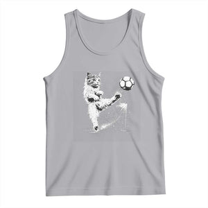 Cat Playing Soccer Tank Top Funny Cat Lover Gift TS12 Athletic Heather Print Your Wear