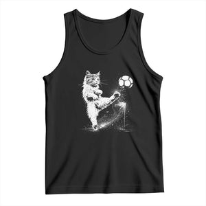 Cat Playing Soccer Tank Top Funny Cat Lover Gift TS12 Black Print Your Wear