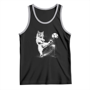 Cat Playing Soccer Tank Top Funny Cat Lover Gift TS12 Black Athletic Heather Print Your Wear