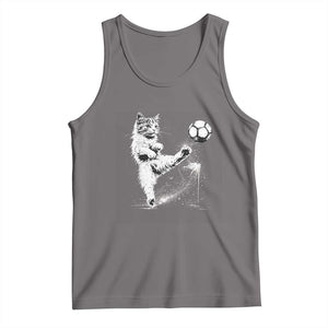 Cat Playing Soccer Tank Top Funny Cat Lover Gift TS12 Deep Heather Print Your Wear