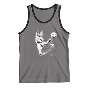 Cat Playing Soccer Tank Top Funny Cat Lover Gift TS12 Deep Heather Black Print Your Wear