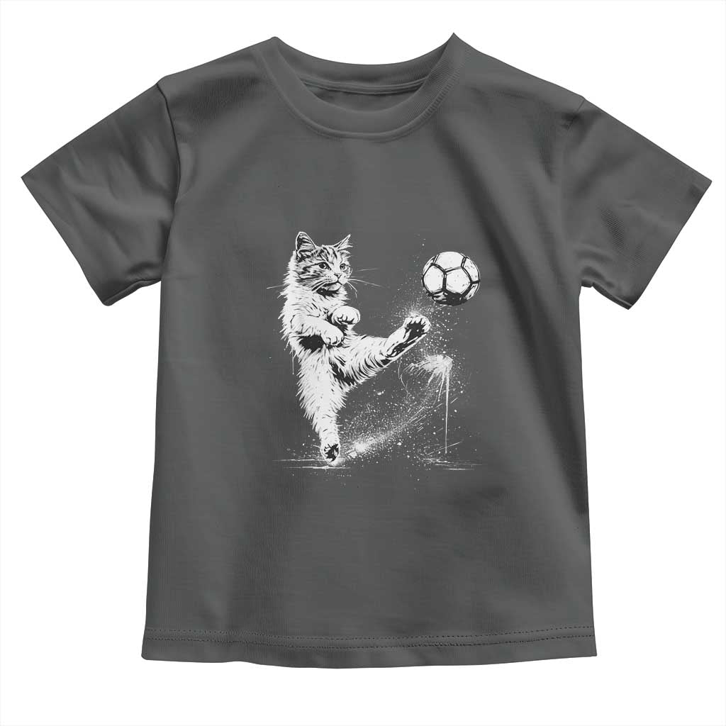 Cat Playing Soccer Toddler T Shirt Funny Cat Lover Gift TS12 Dark Heather Print Your Wear