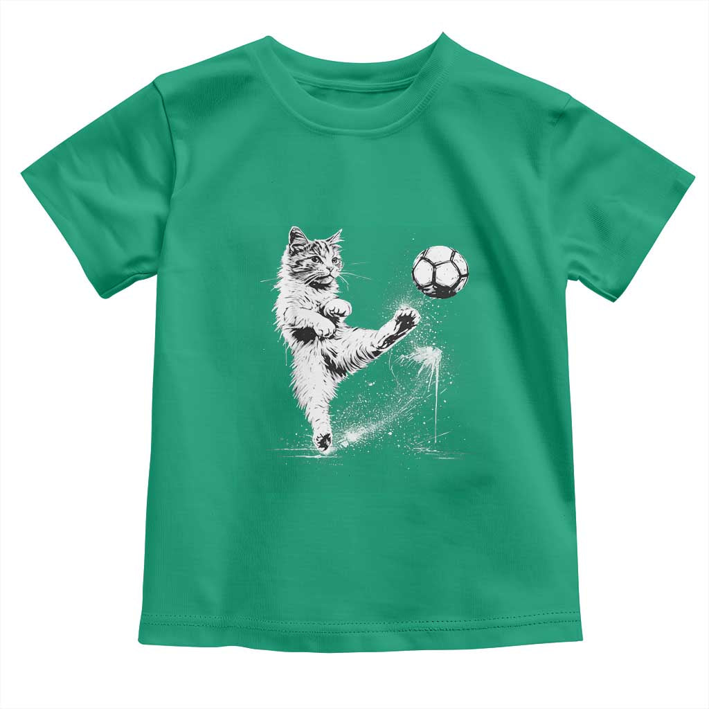 Cat Playing Soccer Toddler T Shirt Funny Cat Lover Gift TS12 Irish Green Print Your Wear