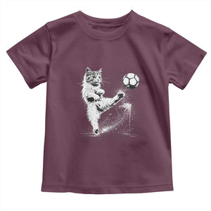 Cat Playing Soccer Toddler T Shirt Funny Cat Lover Gift TS12 Maroon Print Your Wear