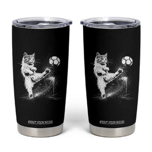 Cat Playing Soccer Tumbler Cup Funny Cat Lover Gift TS12 Black Print Your Wear