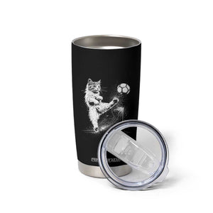 Cat Playing Soccer Tumbler Cup Funny Cat Lover Gift TS12 Print Your Wear