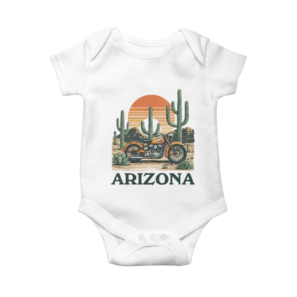 Arizona Motorcycle Baby Onesie Vintage Desert Highway Rider Gift TS12 White Print Your Wear