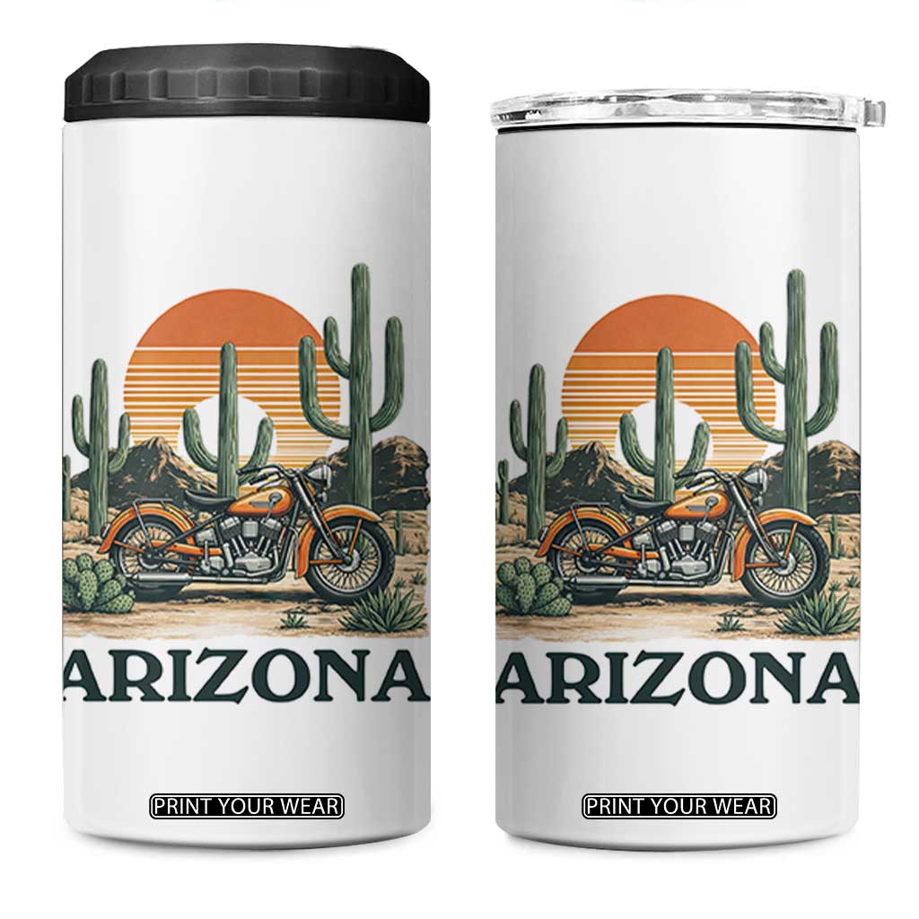 Arizona Motorcycle 4 in 1 Can Cooler Tumbler Vintage Desert Highway Rider Gift TS12 One Size: 16 oz White Print Your Wear