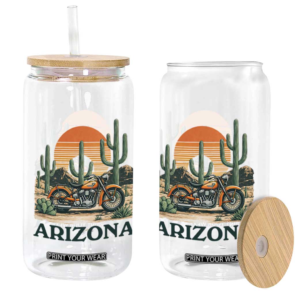 Arizona Motorcycle Glass Can Vintage Desert Highway Rider Gift TS12 Print Your Wear