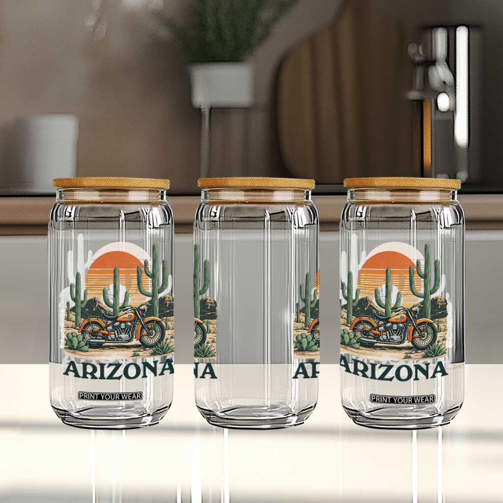 Arizona Motorcycle Glass Can Vintage Desert Highway Rider Gift TS12 Print Your Wear
