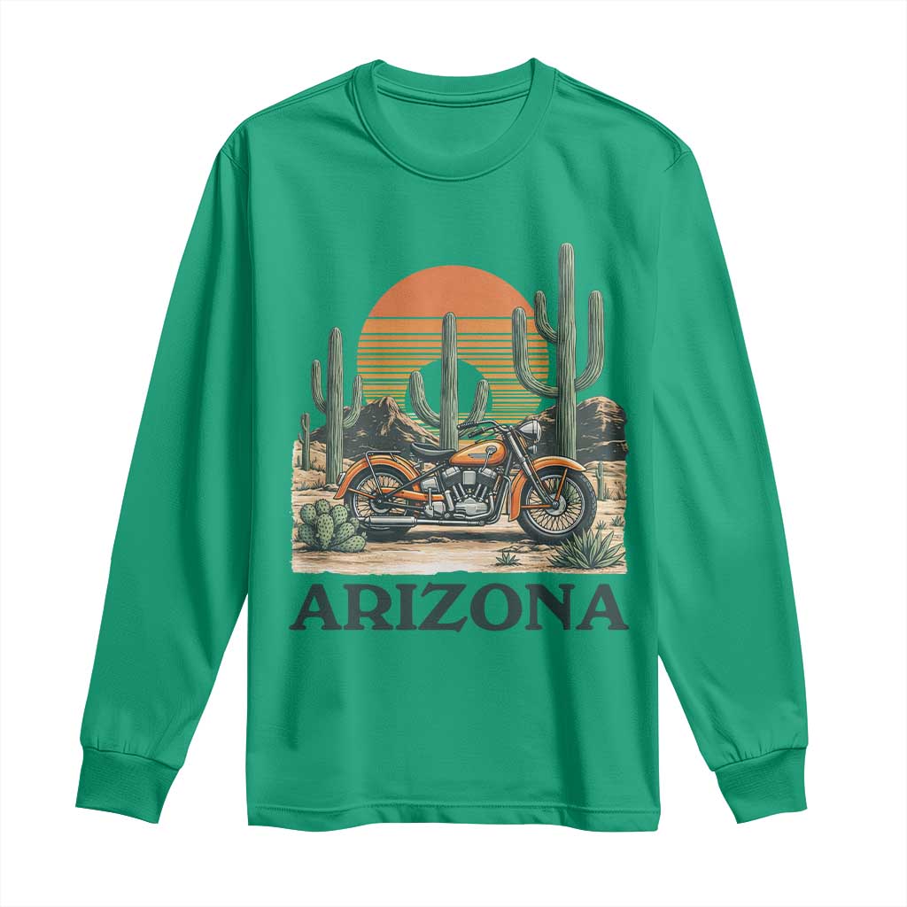 Arizona Motorcycle Long Sleeve Shirt Vintage Desert Highway Rider Gift TS12 Irish Green Print Your Wear