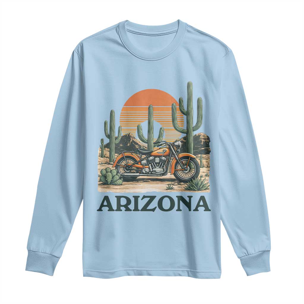 Arizona Motorcycle Long Sleeve Shirt Vintage Desert Highway Rider Gift TS12 Light Blue Print Your Wear