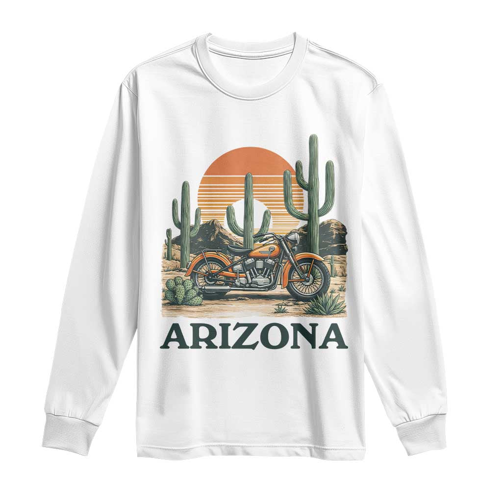 Arizona Motorcycle Long Sleeve Shirt Vintage Desert Highway Rider Gift TS12 White Print Your Wear