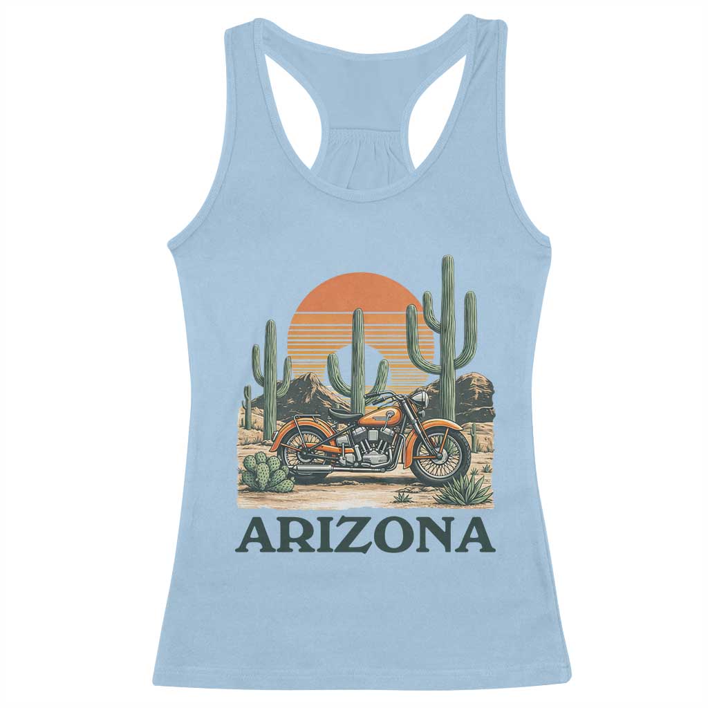 Arizona Motorcycle Racerback Tank Top Vintage Desert Highway Rider Gift TS12 Light Blue Print Your Wear