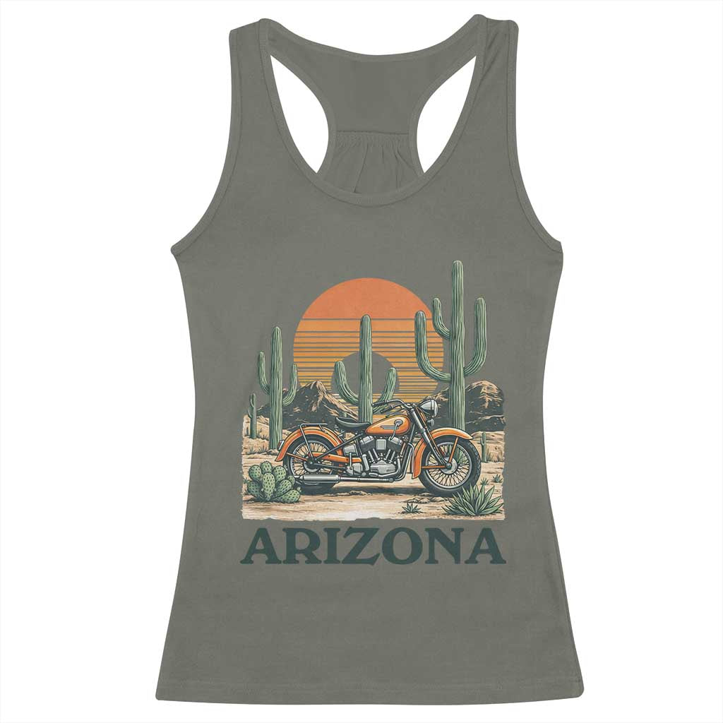 Arizona Motorcycle Racerback Tank Top Vintage Desert Highway Rider Gift TS12 Military Green Print Your Wear