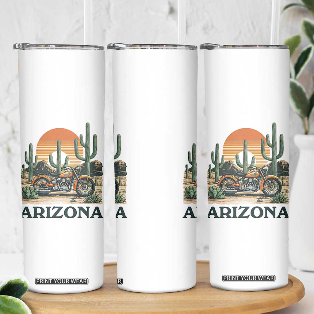 Arizona Motorcycle Skinny Tumbler Vintage Desert Highway Rider Gift TS12 Print Your Wear