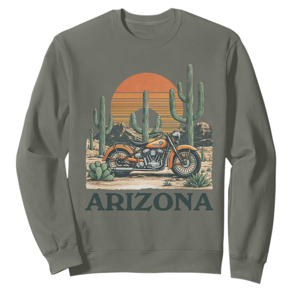 Arizona Motorcycle Sweatshirt Vintage Desert Highway Rider Gift TS12 Military Green Print Your Wear