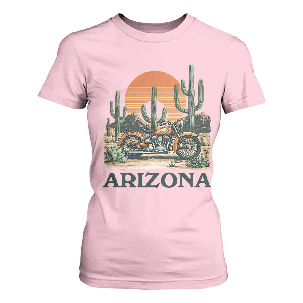 Arizona Motorcycle T Shirt For Women Vintage Desert Highway Rider Gift TS12 Light Pink Print Your Wear