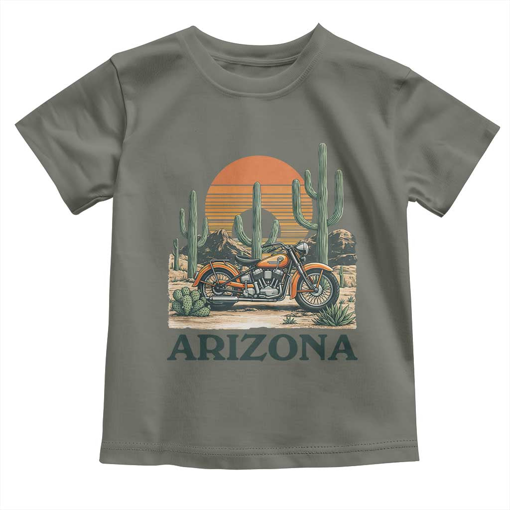 Arizona Motorcycle Toddler T Shirt Vintage Desert Highway Rider Gift TS12 Military Green Print Your Wear