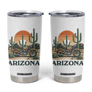 Arizona Motorcycle Tumbler Cup Vintage Desert Highway Rider Gift TS12 White Print Your Wear