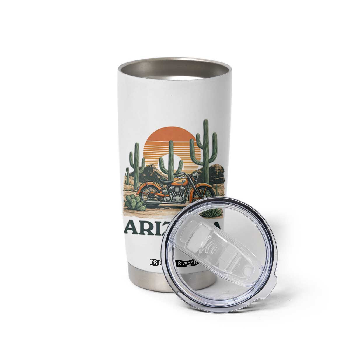 Arizona Motorcycle Tumbler Cup Vintage Desert Highway Rider Gift TS12 Print Your Wear