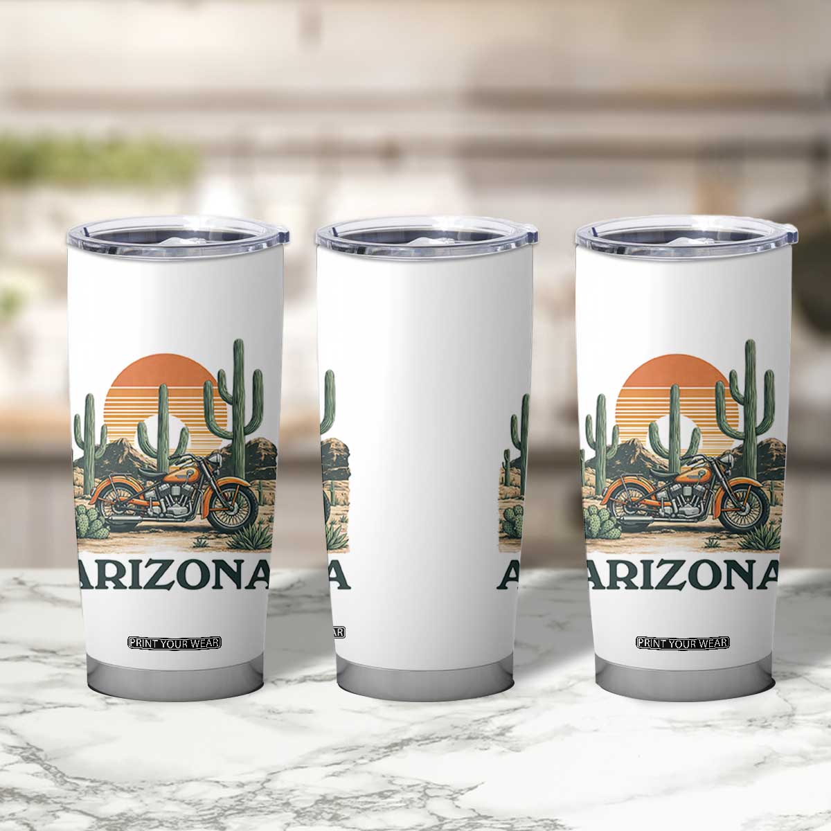 Arizona Motorcycle Tumbler Cup Vintage Desert Highway Rider Gift TS12 Print Your Wear