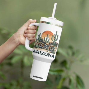 Arizona Motorcycle Tumbler With Handle Vintage Desert Highway Rider Gift TS12 Print Your Wear