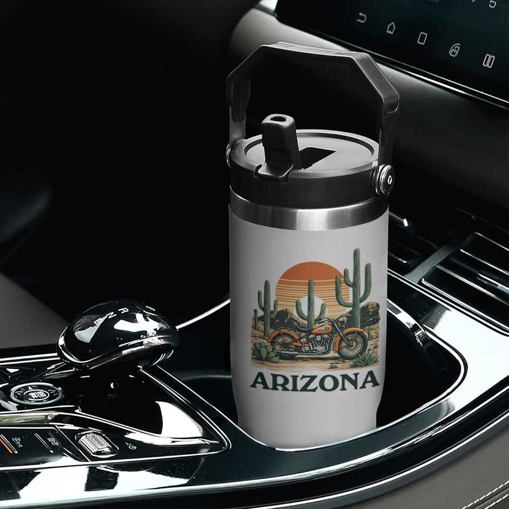 Arizona Motorcycle Flip Straw Tumbler Vintage Desert Highway Rider Gift TS12 Print Your Wear