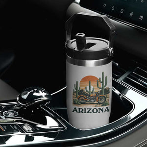 Arizona Motorcycle Flip Straw Tumbler Vintage Desert Highway Rider Gift TS12 Print Your Wear