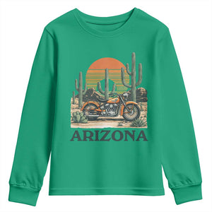 Arizona Motorcycle Youth Sweatshirt Vintage Desert Highway Rider Gift TS12 Irish Green Print Your Wear