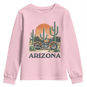 Arizona Motorcycle Youth Sweatshirt Vintage Desert Highway Rider Gift TS12 Light Pink Print Your Wear