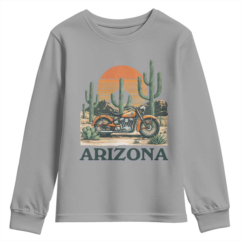 Arizona Motorcycle Youth Sweatshirt Vintage Desert Highway Rider Gift TS12 Sport Gray Print Your Wear