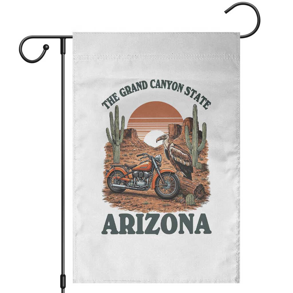 Vintage Arizona Motorcycle Rider Garden Flag Desert Cactus Grand Canyon State TS12 White Print Your Wear