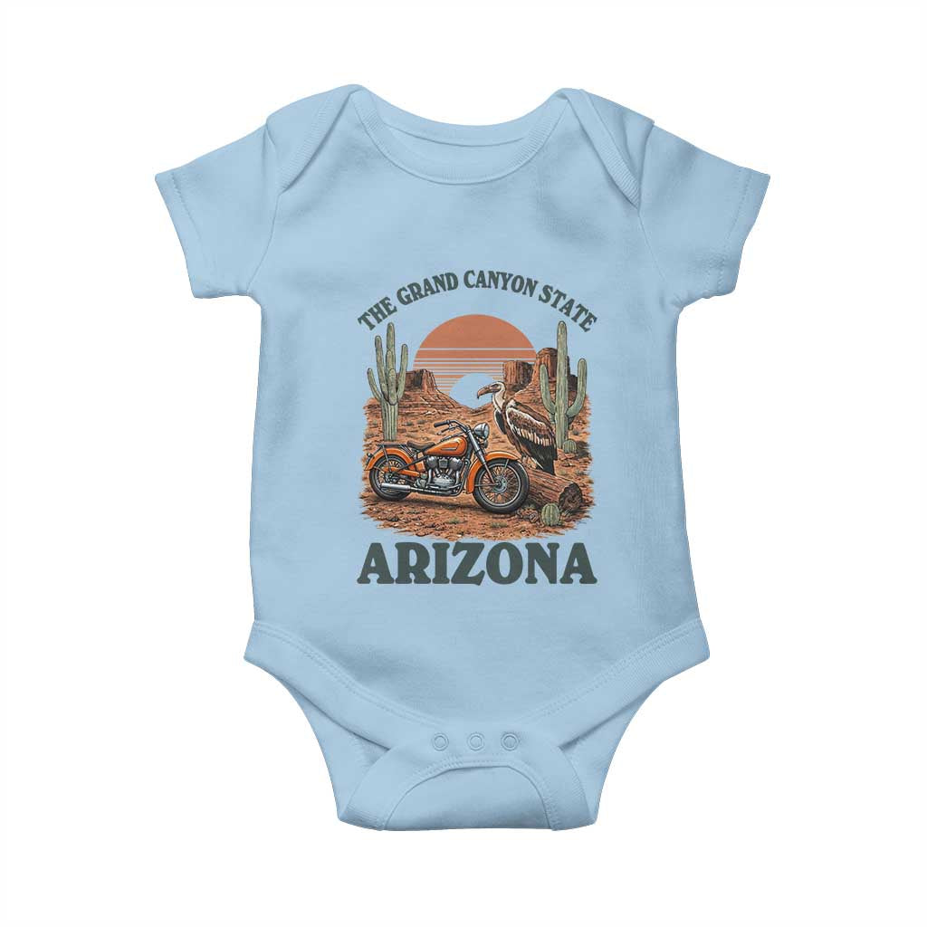 Vintage Arizona Motorcycle Rider Baby Onesie Desert Cactus Grand Canyon State TS12 Light Blue Print Your Wear