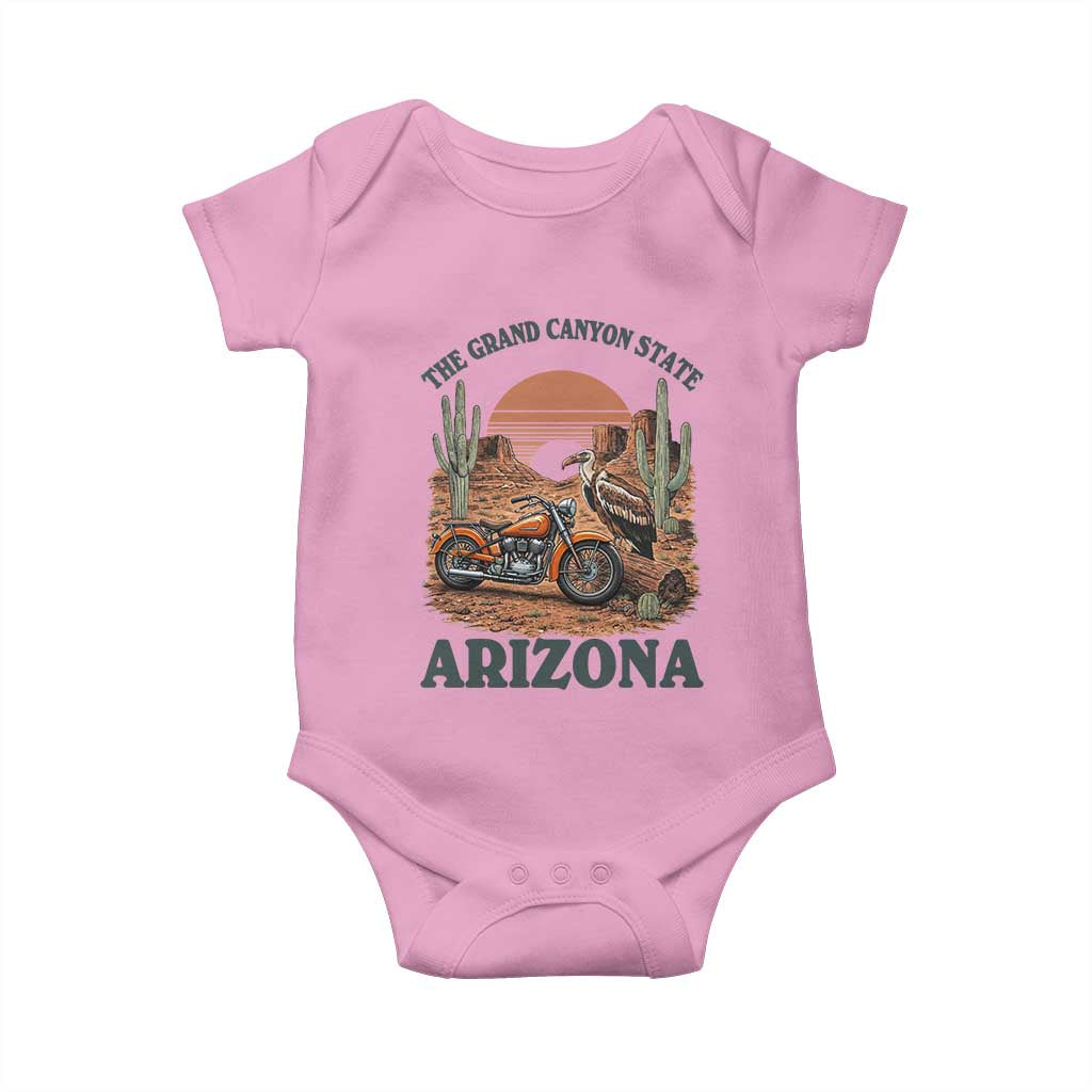 Vintage Arizona Motorcycle Rider Baby Onesie Desert Cactus Grand Canyon State TS12 Light Pink Print Your Wear