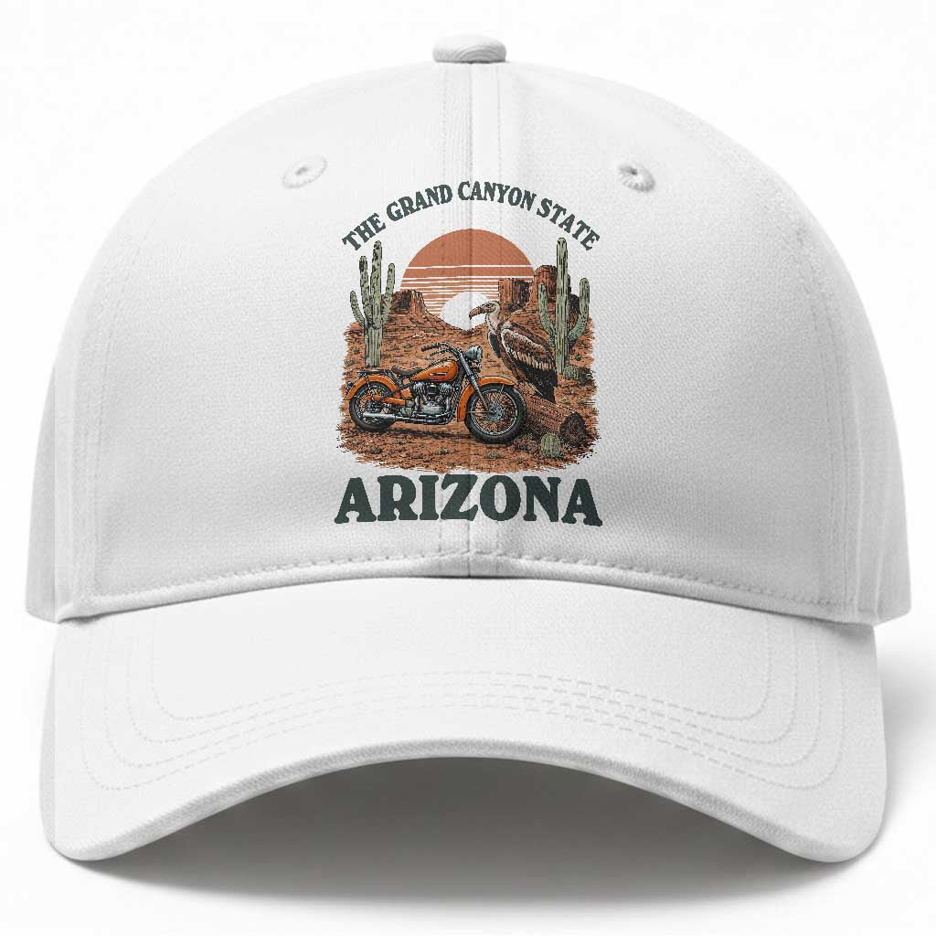 Vintage Arizona Motorcycle Rider Baseball Cap Desert Cactus Grand Canyon State TS12 Print Your Wear