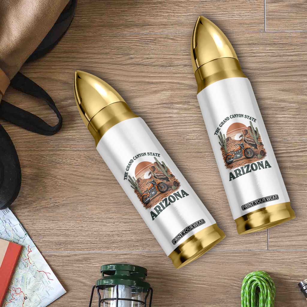 Vintage Arizona Motorcycle Rider Bullet Tumbler Desert Cactus Grand Canyon State TS12 Print Your Wear