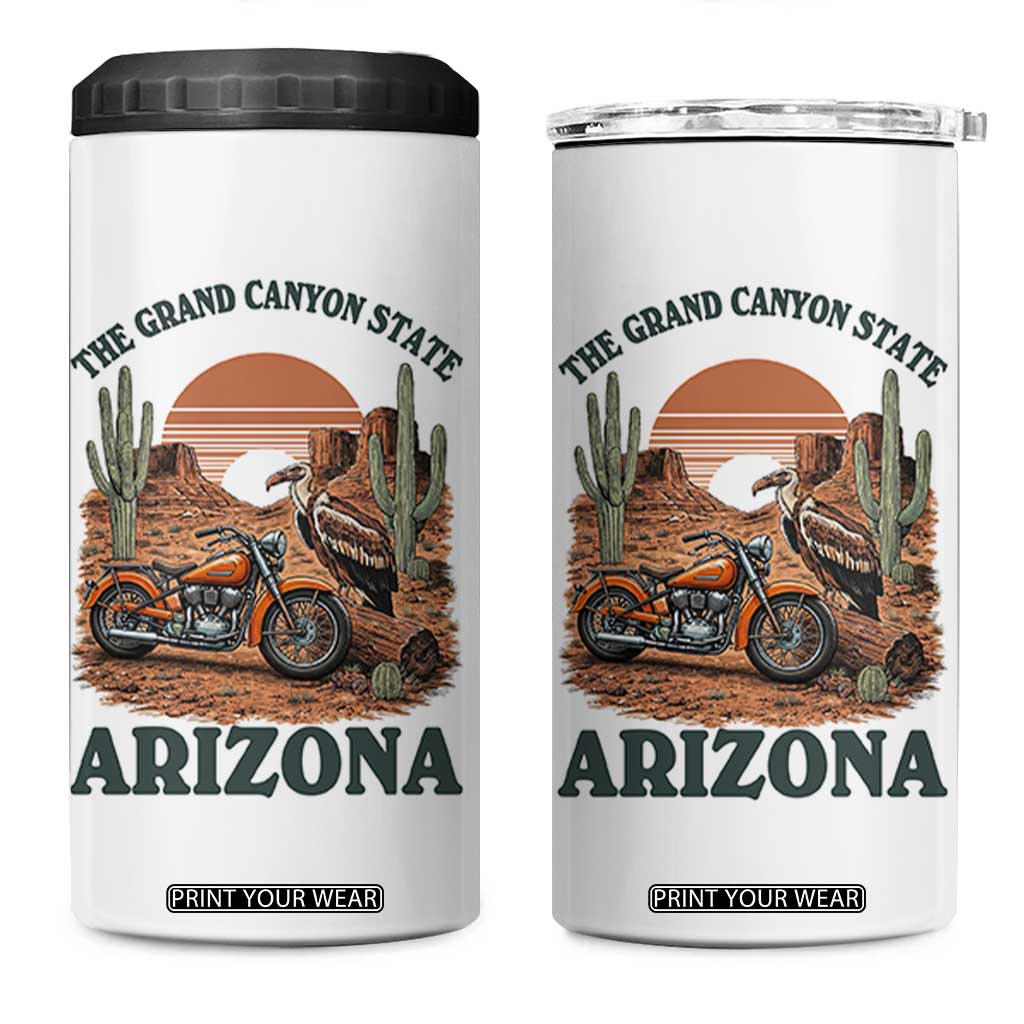 Vintage Arizona Motorcycle Rider 4 in 1 Can Cooler Tumbler Desert Cactus Grand Canyon State TS12 One Size: 16 oz White Print Your Wear