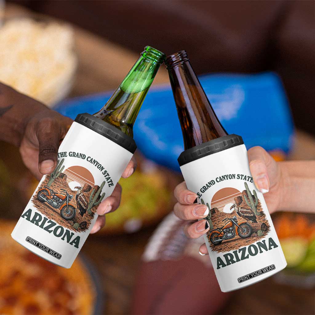 Vintage Arizona Motorcycle Rider 4 in 1 Can Cooler Tumbler Desert Cactus Grand Canyon State TS12 Print Your Wear