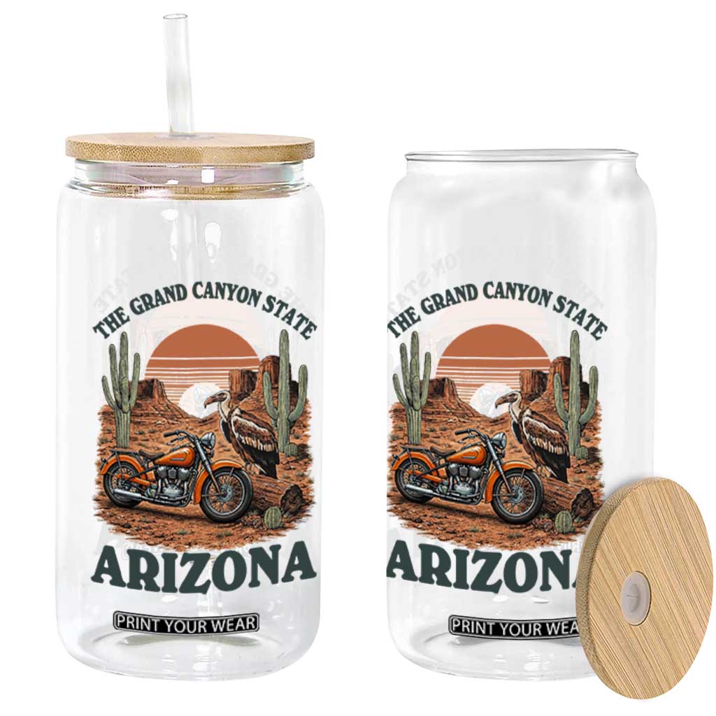 Vintage Arizona Motorcycle Rider Glass Can Desert Cactus Grand Canyon State TS12 Print Your Wear